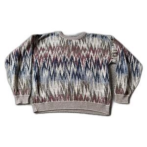 VINTAGE ZIG ZAG CHEVRON KNIT CREWNECK SWEATER XL